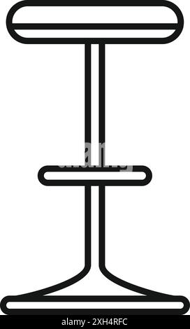Simple line drawing of a bar stool featuring a footrest, ideal for representing bar furniture and interior design concepts Stock Vector
