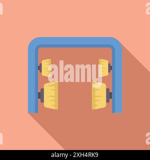 Illustration of an automatic car wash system cleaning a vehicle with rotating brushes Stock Vector