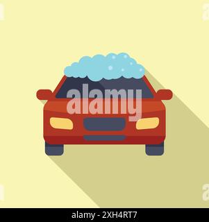 Red car getting a wash with soap suds on top Stock Vector