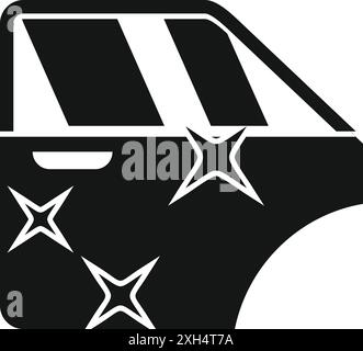 Black car door showing extensive damage with deep scratches, requiring panel beating and repair Stock Vector