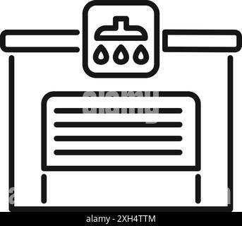 Boiler room icon outline, showing a water heating system for residential and industrial use Stock Vector