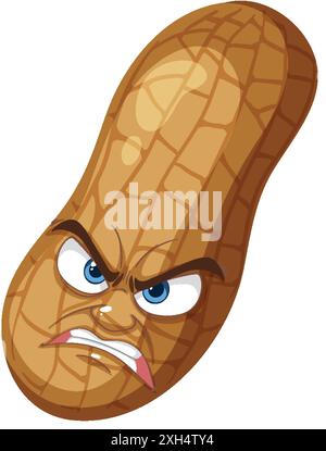 Angry peanut. Cartoon mascot. Funny nut character isolated on white ...