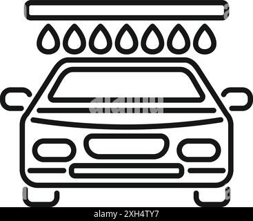 Car wash station is spraying water on a vehicle, representing car cleaning and maintenance services Stock Vector