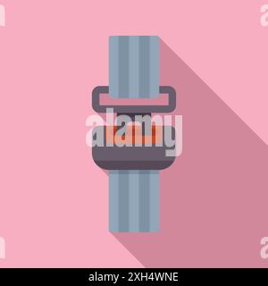 Open seat belt buckle fastener on pink background, ensuring safety and security during travel Stock Vector