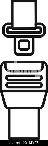 Line drawing of a car seat belt buckle fastened, emphasizing the importance of safety Stock Vector