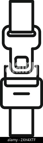Line art icon of a seat belt buckle fastened, emphasizing the importance of safety during travel Stock Vector
