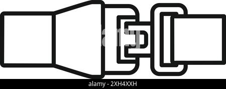 Simple line icon of a seat belt buckle fastened, emphasizing the importance of safety Stock Vector