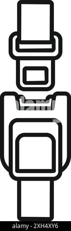 Simple line art icon of a fastened seat belt buckle, emphasizing the importance of safety Stock Vector