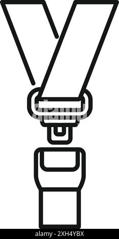Black outline icon for a seat belt that is fastened, promoting road safety Stock Vector