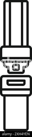 Simple black and white icon of a seat belt buckle fastened, representing safety and security Stock Vector