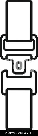 Simple line icon of a fastened seat belt buckle, representing safety and security Stock Vector