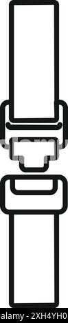 Black and white line drawing of a fastened seat belt buckle, emphasizing the importance of safety during travel Stock Vector