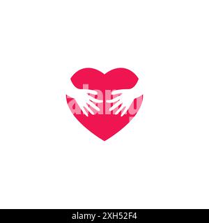 Hand Heart Logo vector. Love Care Icon Stock Vector