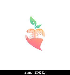 Love Organic Food Logo. Heart Hand Logo Vector Stock Vector