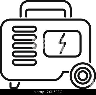 Line drawing of a portable generator supplying electrical power during a blackout or in an off grid location Stock Vector
