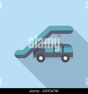 Modern airport passenger boarding bridge icon in flat style with long shadow Stock Vector