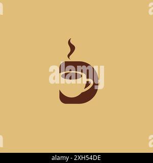 D Coffee Cup Logo vector Illustration. Coffee Shop Logo Stock Vector