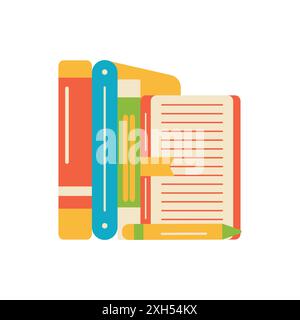 Education Literature School Book and Office Stationery Equipment Stock Vector