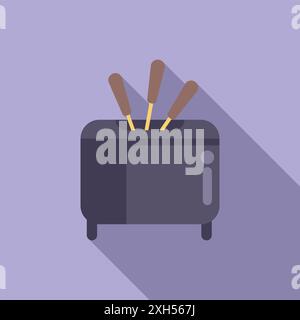 Deep fryer frying three corn dogs for dinner using hot oil with a long shadow Stock Vector
