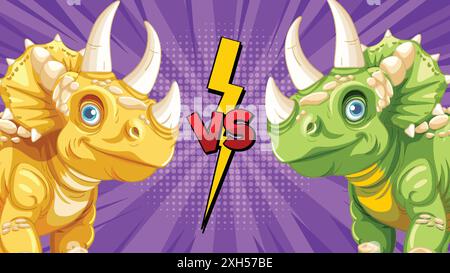 Two dinosaurs face off in a duel Stock Vector