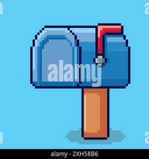 Vector Illustration of mailbox with Pixel Art Design, perfect for game assets themed designs Stock Vector