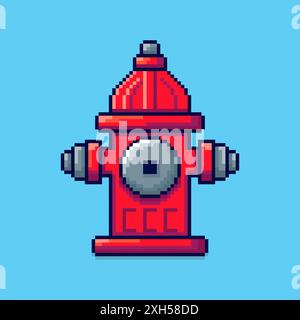 Vector Illustration of fire hydrant with Pixel Art Design, perfect for game assets themed designs Stock Vector