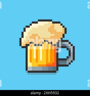 Vector Illustration of beer with Pixel Art Design, perfect for game assets themed designs Stock Vector
