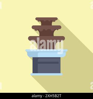 Chocolate fountain flowing on a table, ready for dipping fruit, marshmallows, and other treats Stock Vector