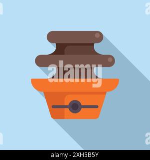 Chocolate fountain flowing on a buffet table at a party, ready to be eaten Stock Vector