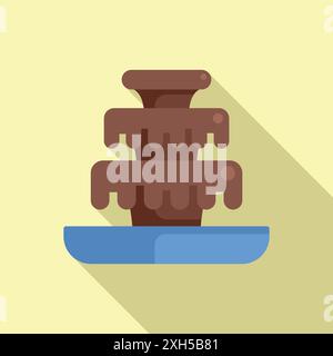 Chocolate fountain cascading down, ready to dip delicious treats Stock Vector