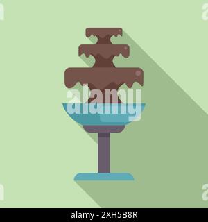 Delicious dark chocolate fountain flowing over three tiers on a blue pedestal at a party or celebration Stock Vector