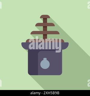 Chocolate fountain flowing on a stand at a party, ready to dip fruit and other treats Stock Vector