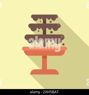 Chocolate fountain cascading on a table, representing sweet indulgence and culinary delight Stock Vector