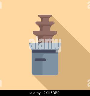Chocolate fountain flowing on blue stand, perfect for projects related to dessert, parties and celebrations Stock Vector