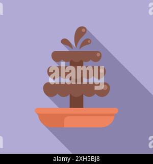 Delicious milk chocolate fountain flowing on a dessert buffet table at a wedding reception Stock Vector
