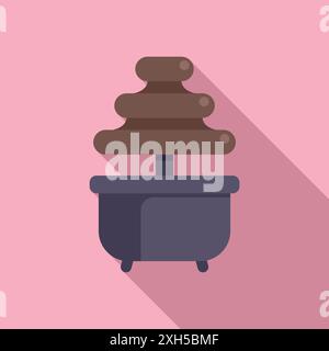Chocolate fountain flowing down tiers on a catering table at a party Stock Vector