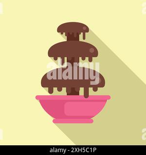 Chocolate fountain melting and flowing on a bowl, perfect for a sweet dessert buffet Stock Vector