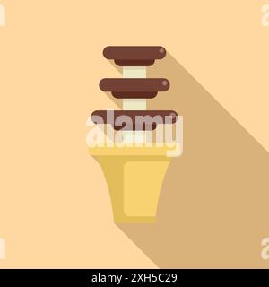 Delicious chocolate fountain flowing on beige background, perfect for food blogs or culinary projects Stock Vector