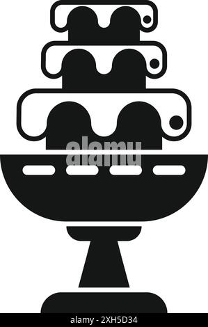 Chocolate fountain dripping over tiers icon, simple style Stock Vector