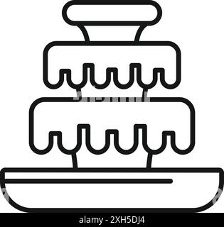 Line art icon of a three tier water fountain cascading water and making a relaxing sound Stock Vector