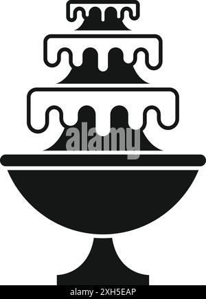 Black silhouette of a three tiered fountain spurting water, evoking a sense of refreshment and tranquility Stock Vector