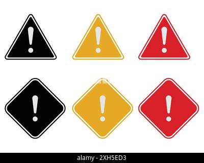 Caution sign icon set simple design Stock Vector