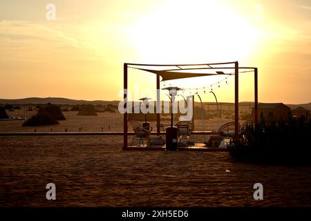 Outdoor hangout area in the desert of Saudi Arabia, near Riyadh. Stock Photo