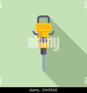 Yellow pneumatic drill illustration representing construction and renovation work Stock Vector