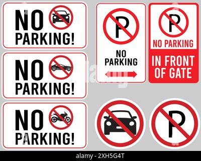 No parking sign icon in multiple color on white background, Stock Vector