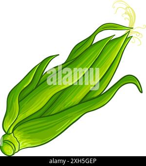 Corn on the Cob Colored Detailed Illustration Stock Vector Image & Art ...