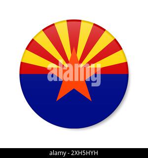 US State Button: Arizona Flag Badge, 3d illustration on white ...