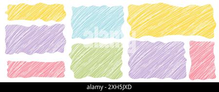 Set rectangle and square paper quote frames, quote text box, empty form with wavy edge. Dilog or title border. Hand drawn speech bubble. Vector illustration Stock Vector