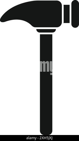 Silhouette icon of a blacksmith hammer standing with wooden handle Stock Vector