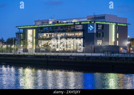 STV Glasgow television station building at River Clyde in the evening in city of Glasgow, Scotland, UK. Stock Photo